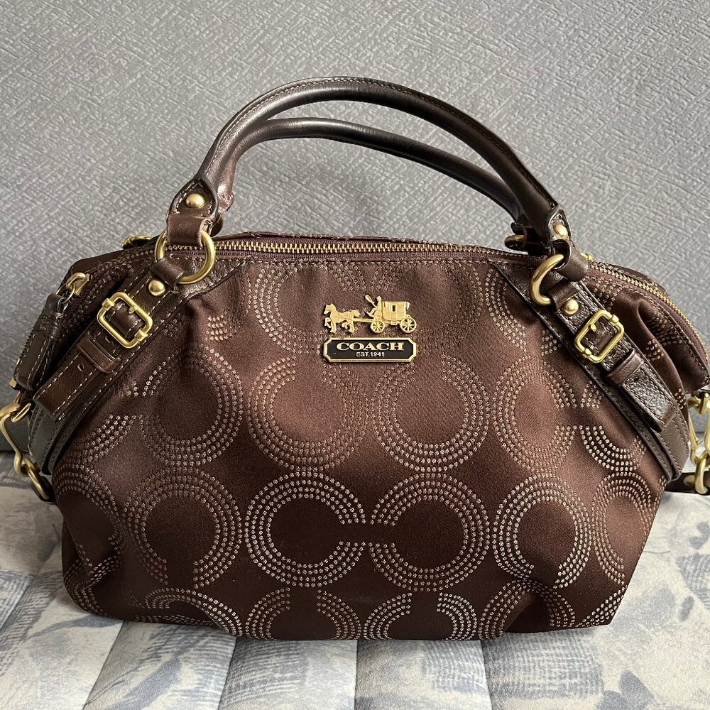 Vintage Coach signature brown shoulder bag